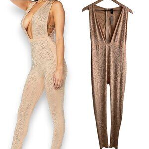NWT Windsor iridescent stunned rhinestone embellished evening catsuit jumpsuit M